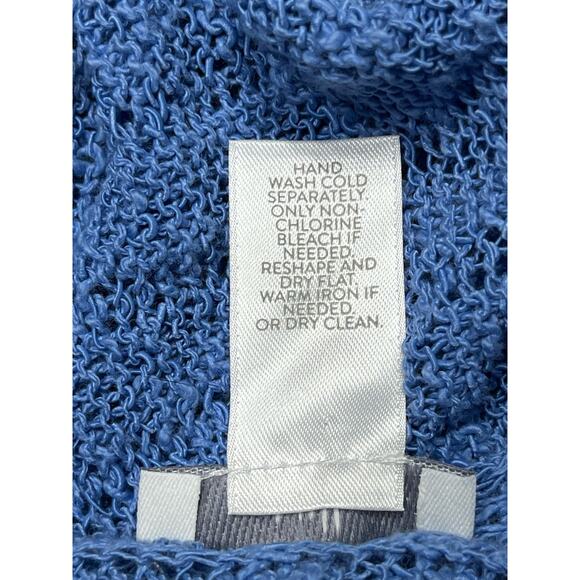 J. Jill Poncho Sweater Womens One Size Blue Cotton Blend oversized Open Front - Picture 8 of 11